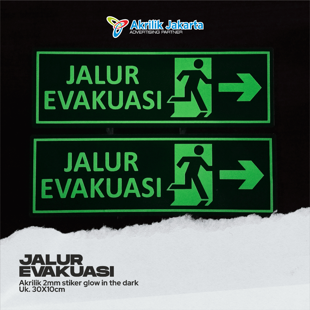 

Signage Jalur Evakuasi / Exit Sign Glow In The Dark ukuran 30 cm x 10 cm | Siap pakai – tinggal tempel