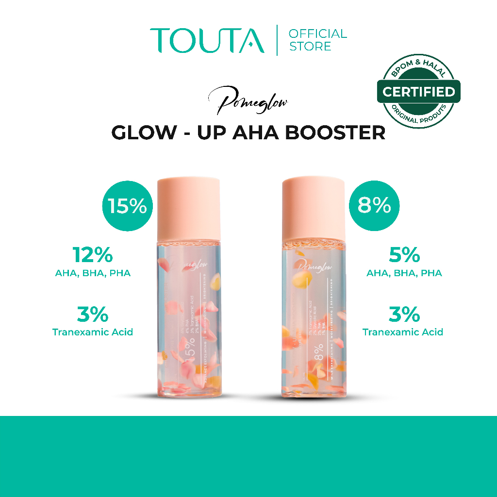 POMEGLOW Glow Up AHA Booster Rose Essence Toner Exfoliating 100ml