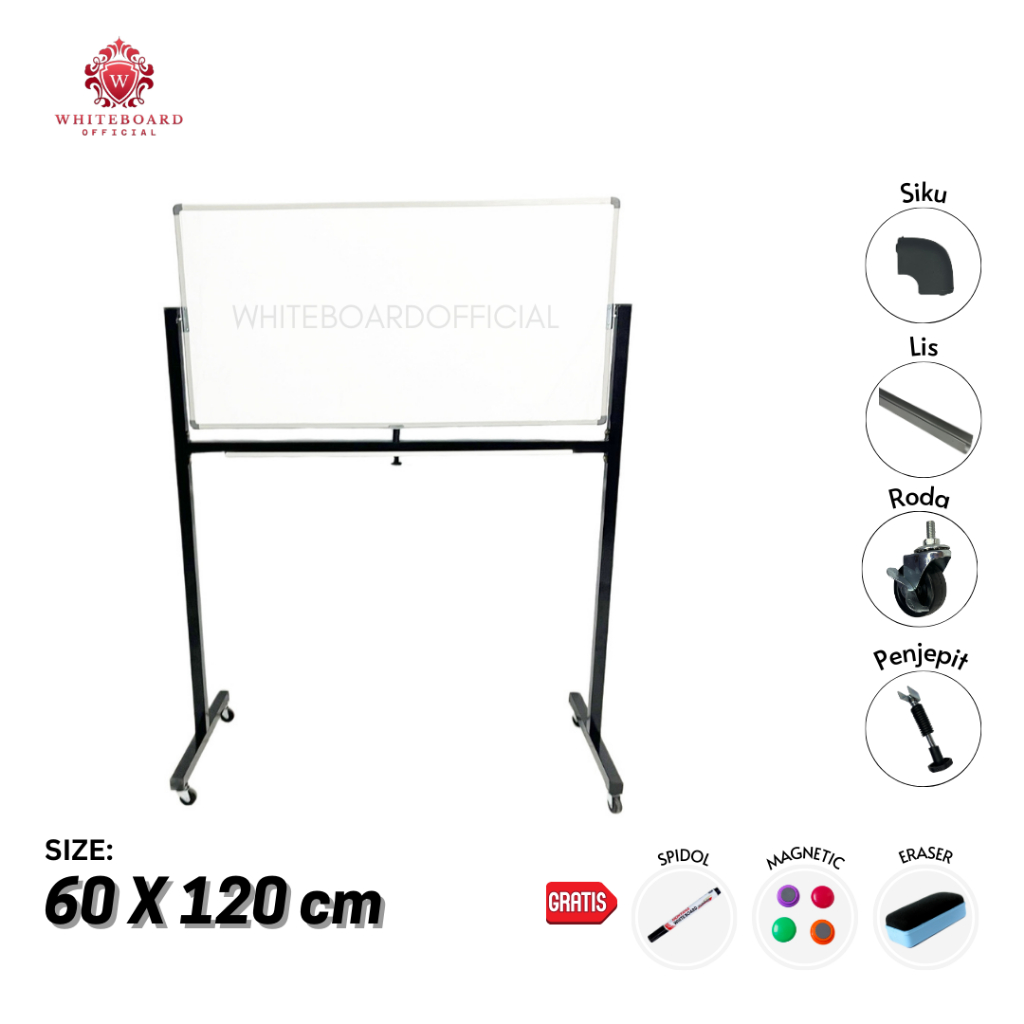 

Papan Tulis / White board Kaki / WhiteBoard Magnet Standing 60 x 120cm Sakana