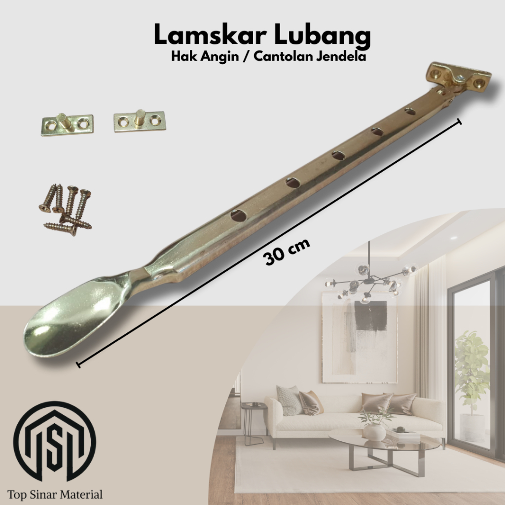 Ramskar Lubang Kuning Lamskar Penahan Jendela / Hak Angin Sendok 30 cm