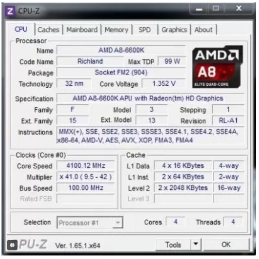 AMD A8 6600K 3.9GHz Quad-Core  FM2 With APU vga in HD 8570D