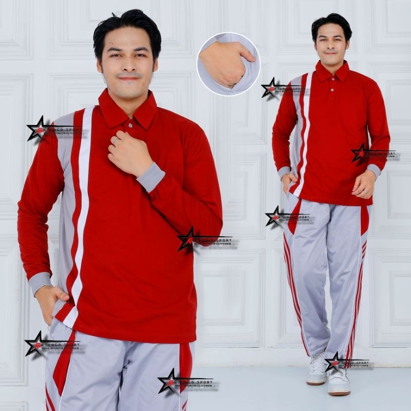 Setelan Kaos Training Olahraga Senam Pria Dan Wanita / Baju Olahraga Senam 1 Set Training Panjang