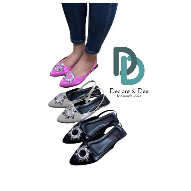 Declare&dee Zora Sendal Sepatu Teplek Wanita Tali Belakang Bahan Manoseri