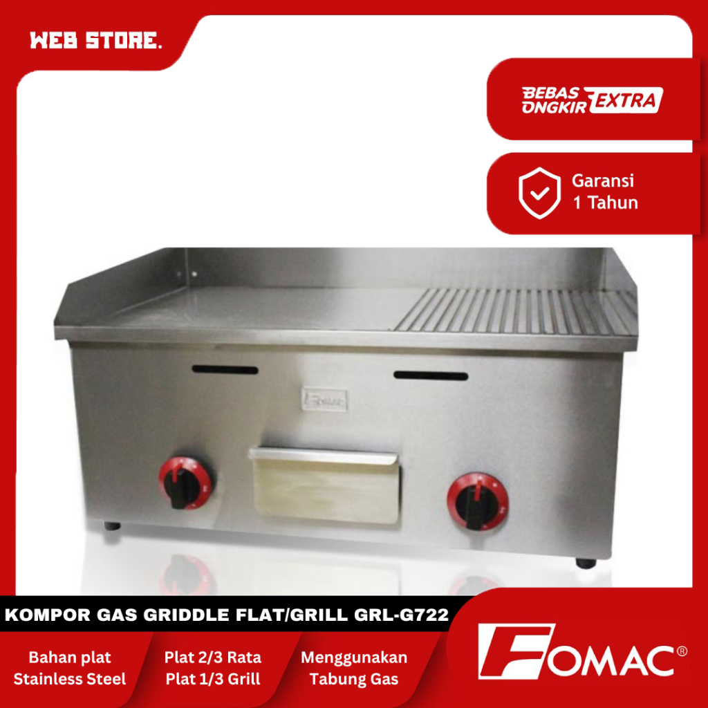 Kompor Gas Teppanyaki Pemanggang Steak Kompor Gas Burner Gas Griddle Flat/Grill FOMAC Grill GRL