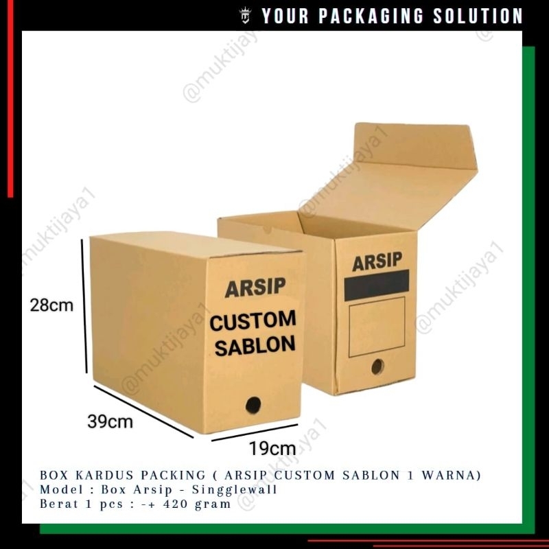 

BOX ARSIP 1 CUSTOM SABLON 1 WARNA • 39x19x28cm • KOTAK / KARDUS / ARSIP / FILE / DOKUMEN BK