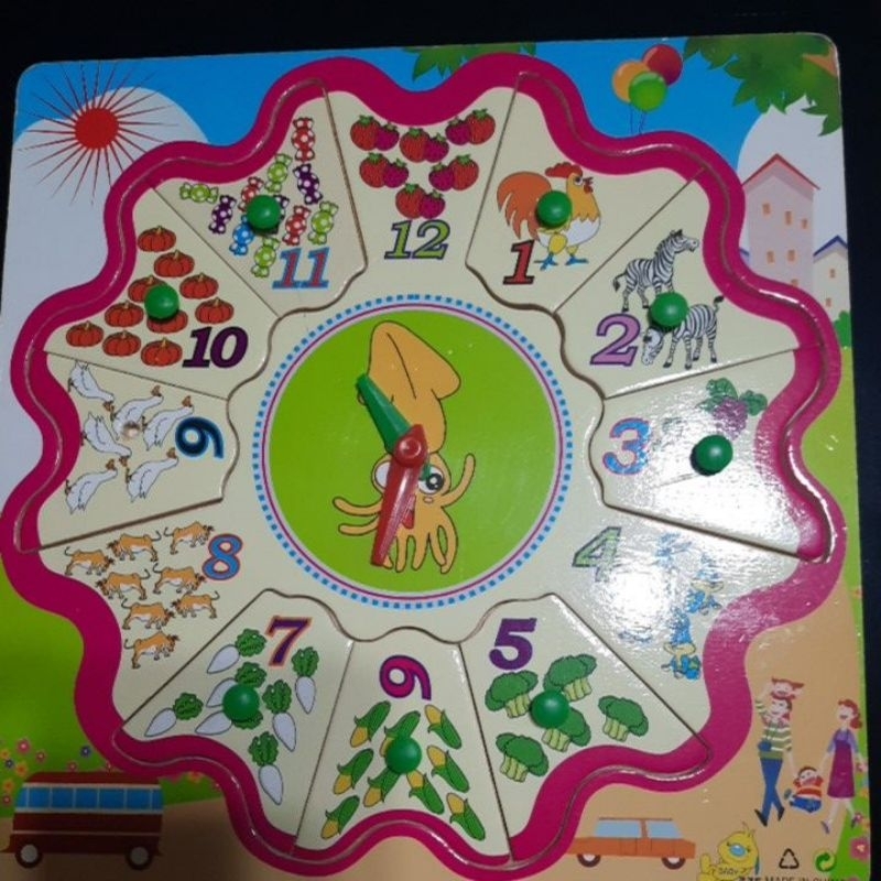 preloved mainan kayu jam