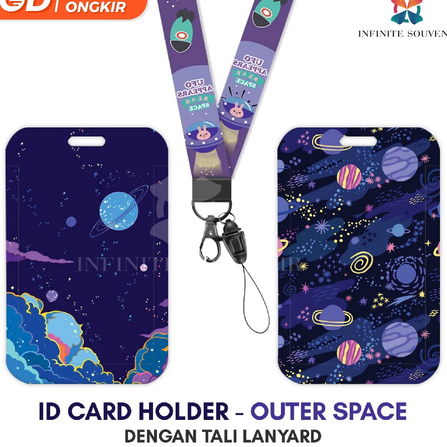 

HJ6 N4 OUTER SPACE Name Tag Card Holder Motif Outer Space Universe Astronot Spaceman Lucu dengan Tali Lanyard ID Card Holder Tali Gantungan Ufo Nametag Tempat Kartu Flazz Emoney