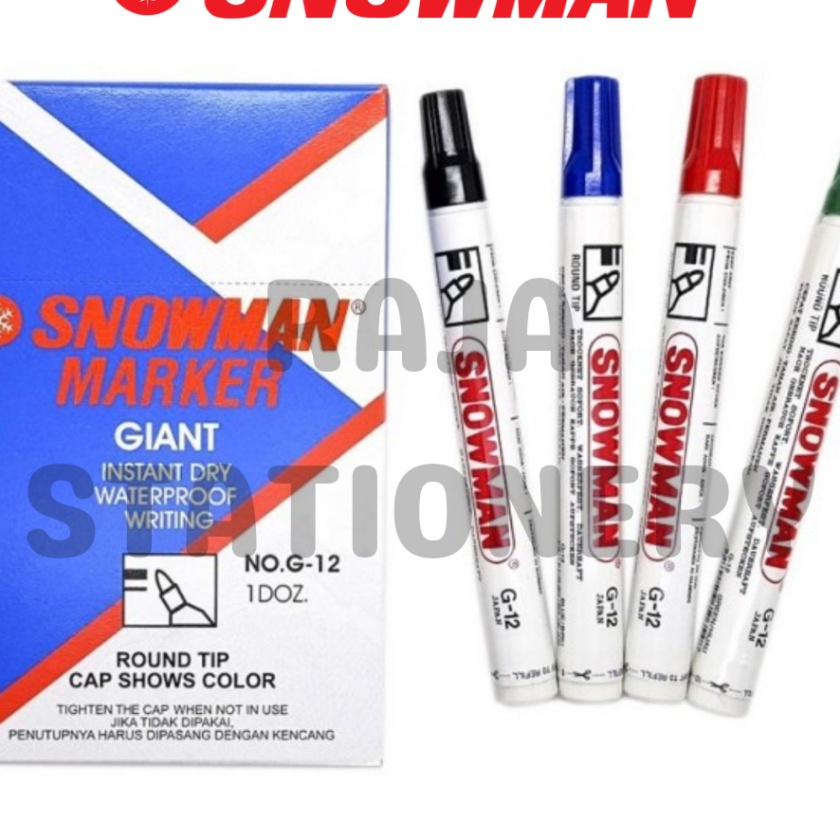 

Termurah SNOWMAN PERMANENT MARKER G12 BLACK BLUE RED SPIDOL PERMANEN AG12 HITAM BIRU MERAH 12PCS