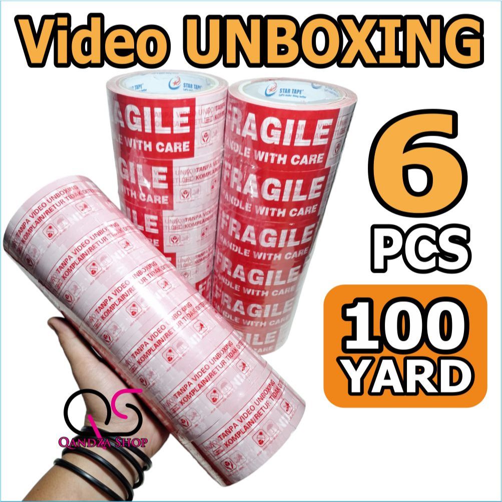 LAKBAN fragile unboxing MURAH, LAKBAN FRAGILE VIDEO UNBOXING 100yard Harga 6 pcs