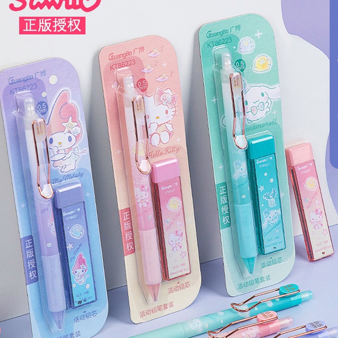 

KF7 KENSHO Pensil Cetek Set Karakter Lucu Premium Mechanical Pencil Import Bolpen Sanrio Shinchan Pochacco MyMelody Cinnamoroll Kuromi