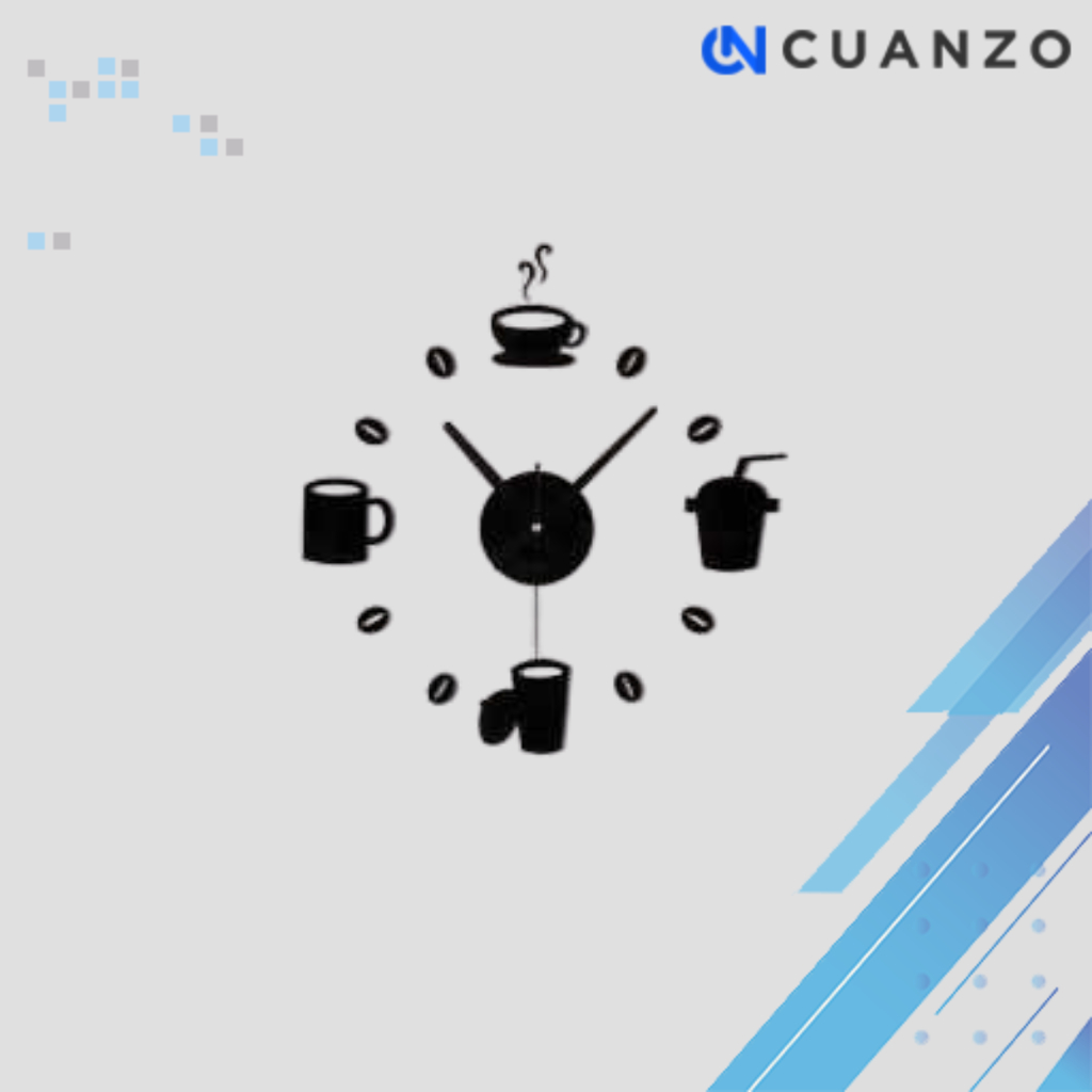 Jam Dinding DIY Giant Wall Clock Model Kopi Cafe / Jam Dinding Tempel Tembok Digital Besar Jumbo Uni