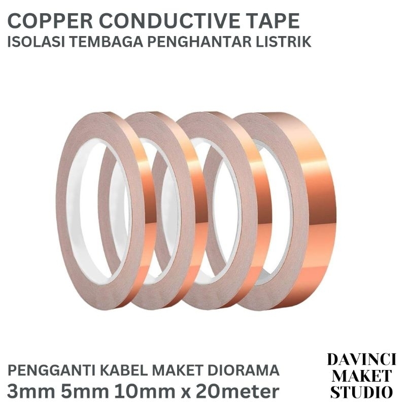 

Copper Tape - Isolasi Tembaga Pengganti Kabel 3mm 5mm 10mm Selotip Solatip Isolatip Elektrik 30m 20m Maket Miniatur Diorama