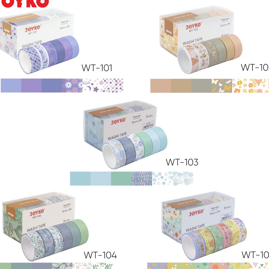 

HJ6 Washi Tape Pita Perekat Selotip Kertas Warna Joyko WT1115