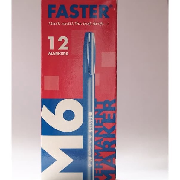 

Super Faster M6 Permanent Marker isi 12 pcs Black Blue Red