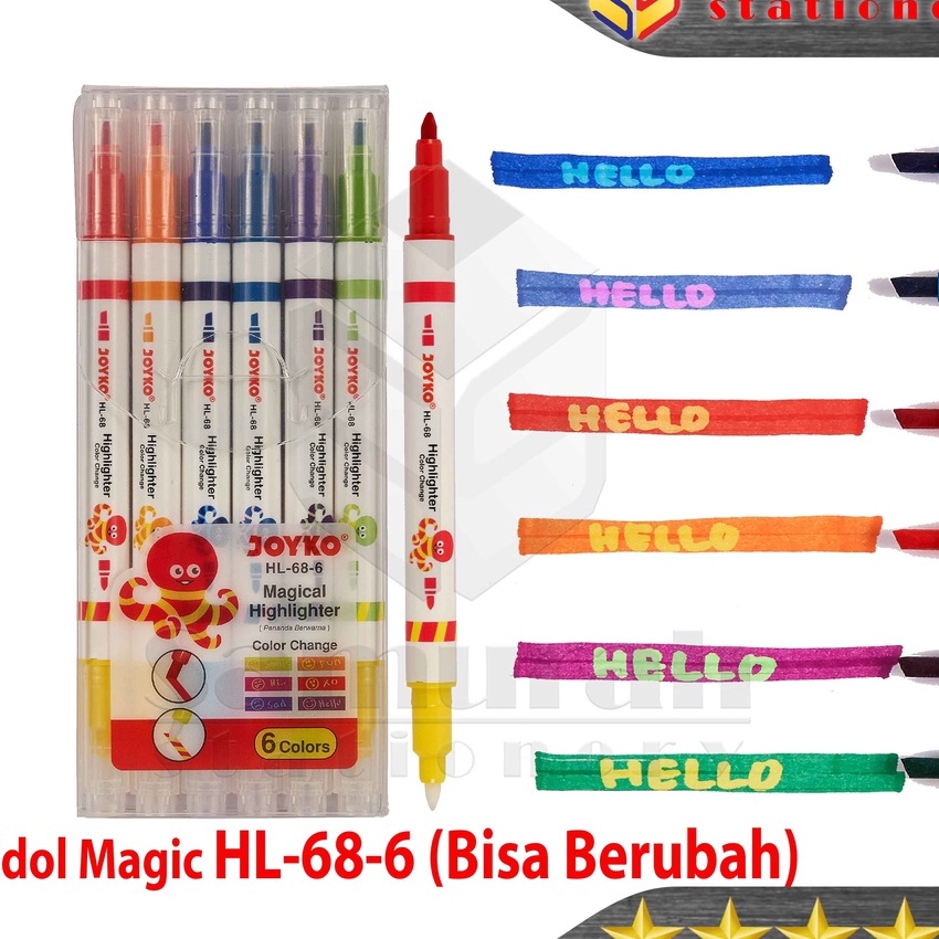 

Langka Highlighter Magical Joyko HL68 Spidol Penanda HL 68 6 Warna