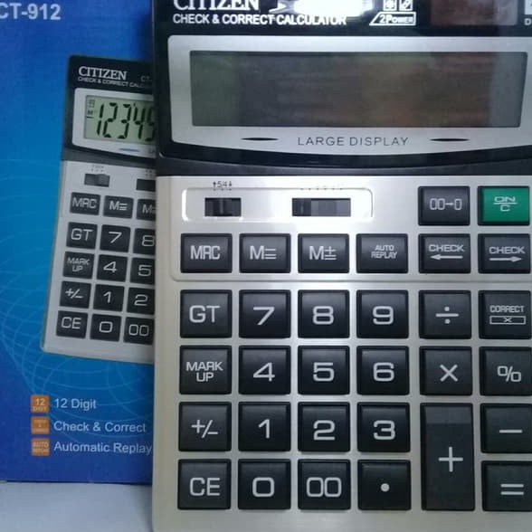 

Super KALKULATOR CITIZEN CT912 BESAR JUMBO BIG SIZE ANGKA KOMPUTER 12 DIGIT BATERAI AA A2 CALCULATOR