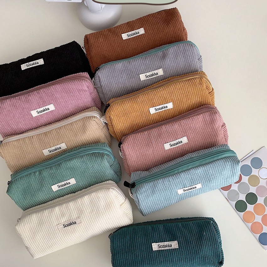 

KF7 MILOLI 1Pcs KOTAK PENSIL SOZAKKA Corduroy Tempayt Pensil Pencil Case Korean Style Stationery F233