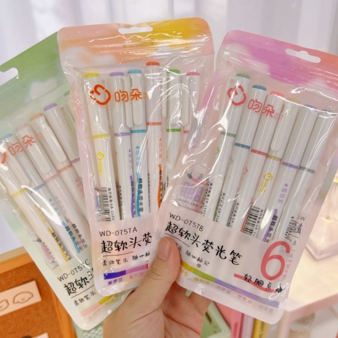 

KF7 6pcs Highlighter Stabilo Set Warna Pastel Macaron Marker Pen
