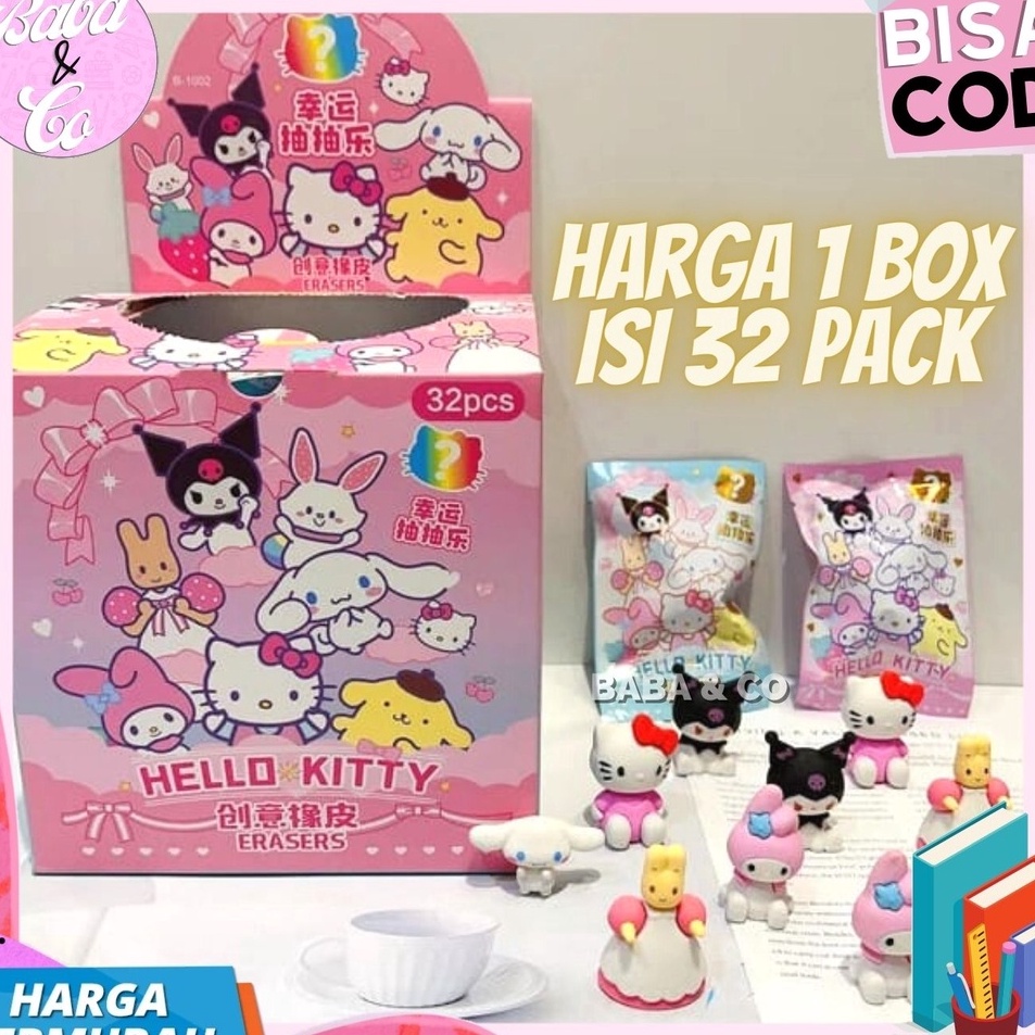 

PENGHAPUS SANRIO MYSTERY BAG 1 BOX ISI 32 pcs PENGHAPUS MISTERI PACK SANRIO IMUT UNIK LUCU COD