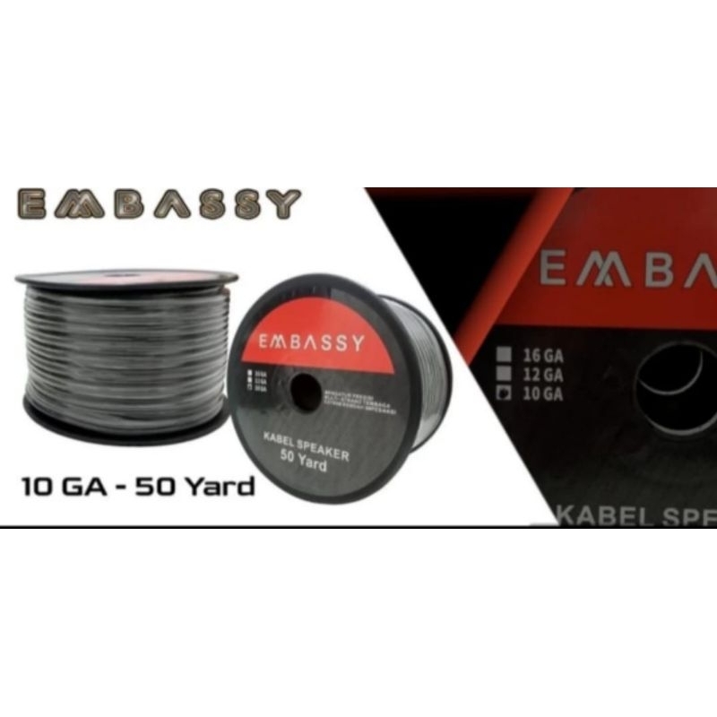 kabel speaker mobil embassy 10 awg 2 jalur harga per 1 meter