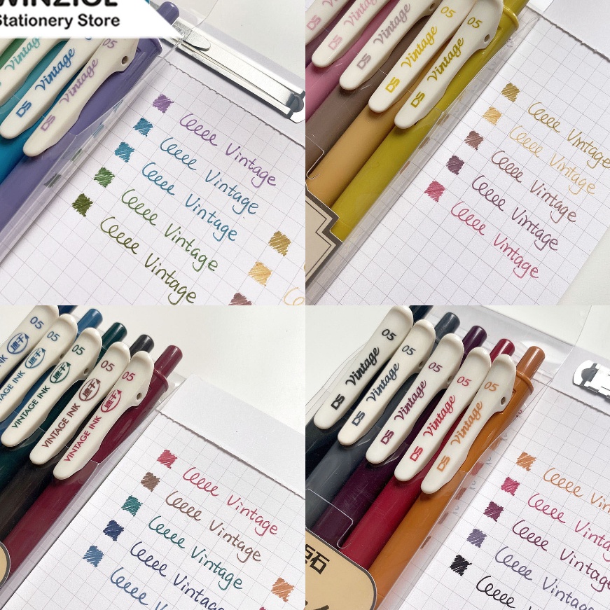 

KI3 Winzige 5Pcs gel pens set 5mm pulpen warna warni pulpen gel aesthetic vintage color retractable gel pens lucu pen mekanik 2 colors