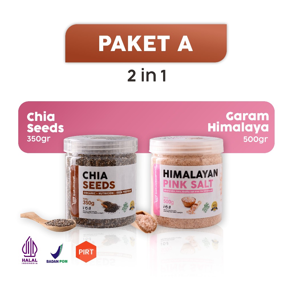 

Bny31 Paket Diet Detox 2in1 Garam Himalaya Premium & Chia Seeds Organik Organic Himalayan Pink Salt