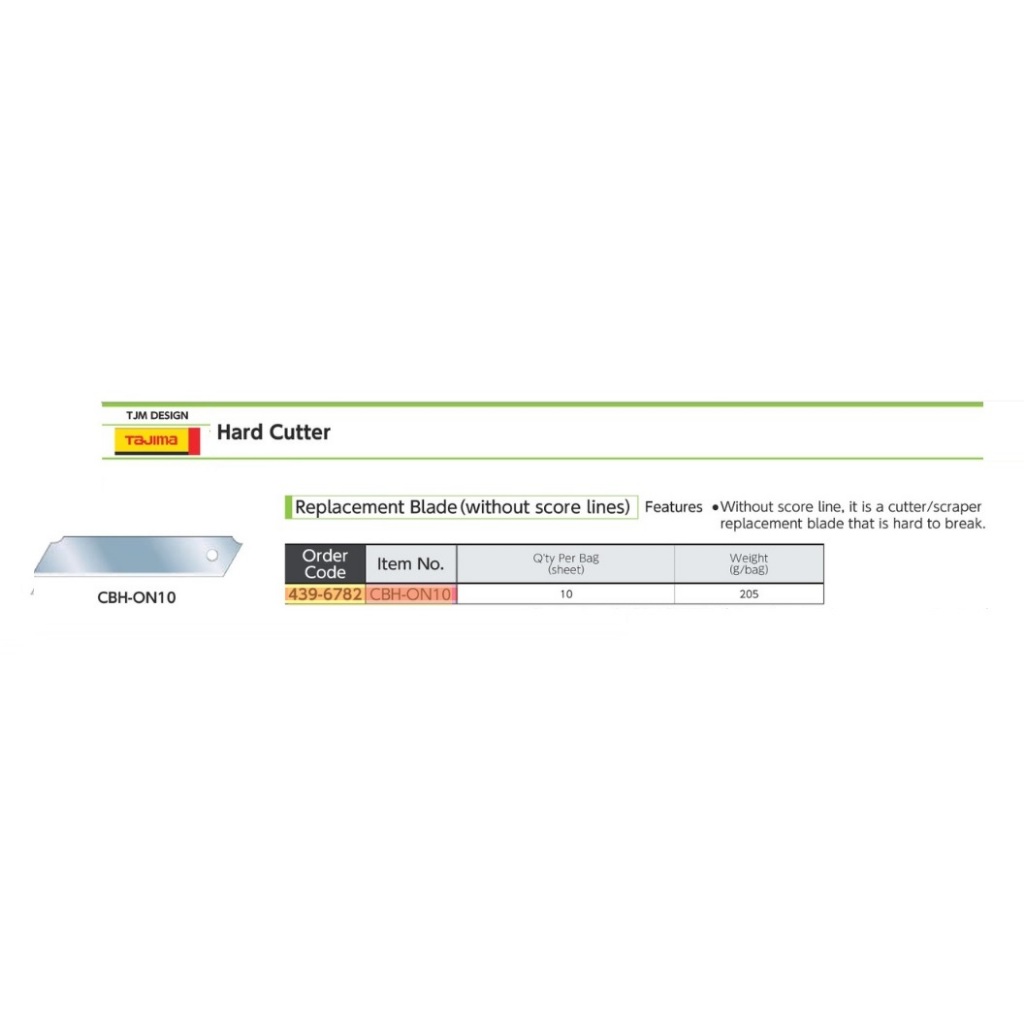 

Isi Cutter TAJIMA Extra Large No Broken Lines CBH-ON10 (1pack = 10 pcs)