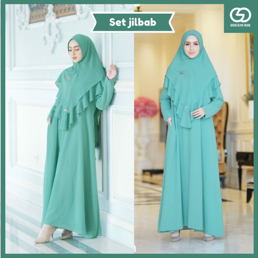 Gamis Aden Abaya Polos Simple Meera Set Jilbab by ADEN Hijab Dress Abaya Busui