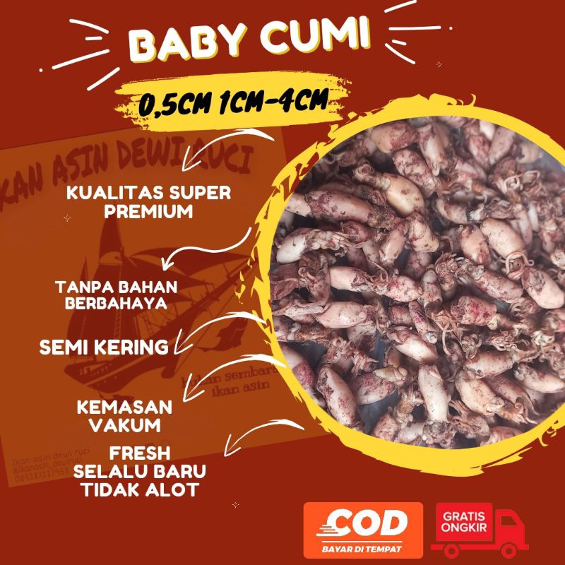 

Cumi asin / baby cumi kering / bebi cumi / cumi kecil 0,5-1cm 250 gram