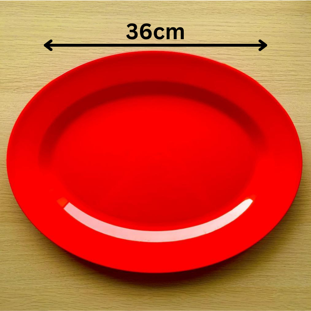Piring Saji Melamin 14 Inch Oval Ikan Pecel Lauk Lonjong Semi Melamine Panjang Lonjong