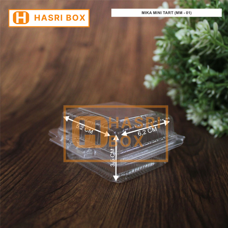 ( 50pcs ) Mika Mochi Kue Tart Bolu Potong Kotak Kue Mini Tray Mika Roti Mini Ukuran 6x5x3cm