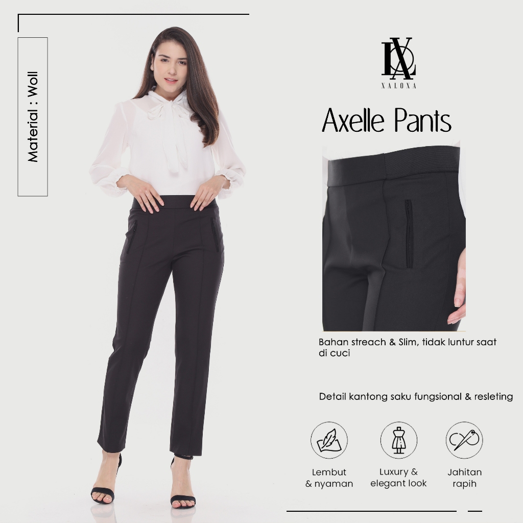 XALOXA AXELLE PANTS | Celana Panjang Wanita Bahan WOLL Premium | Size Reguler