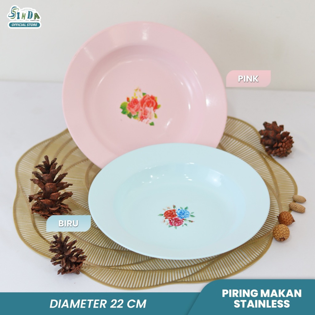 Sinda Piring Melamin Piring Motif Bunga 22cm 1Lusin