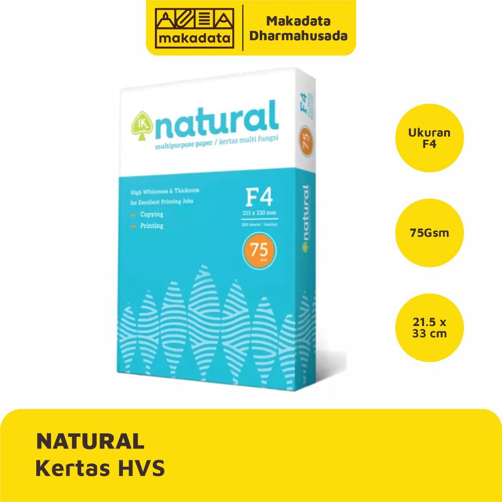 

KERTAS HVS | PRINT | FOTOCOPY NATURAL F4 75 GRAM (1RIM)