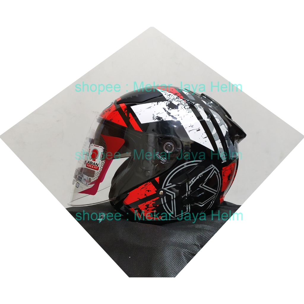 HELM ORIGINAL KYT GALAXY FLAT MOTIF #5 BLACK - RED FLUO