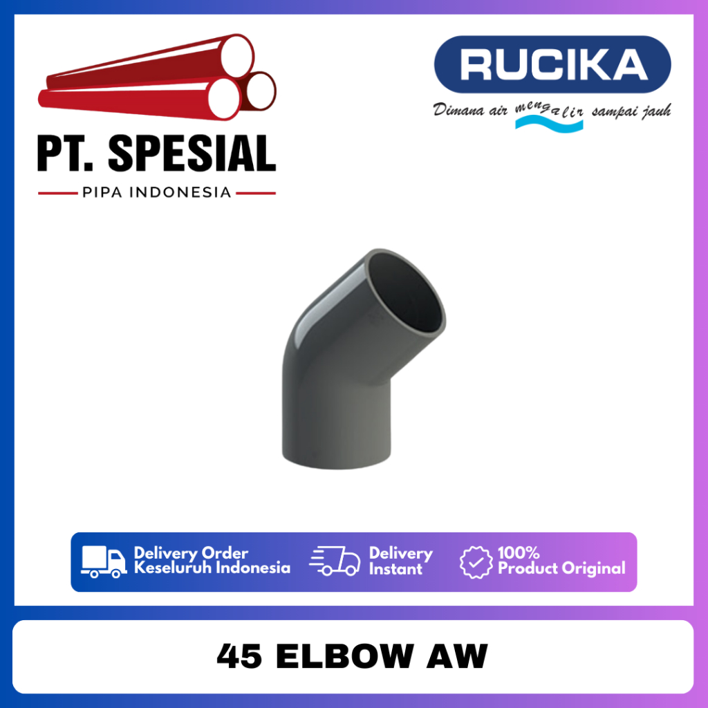 Knee 45 AW 2.1/2 Inch PVC Rucika / Keni Knee PVC AW / Elbow 45 PVC AW Rucika -03