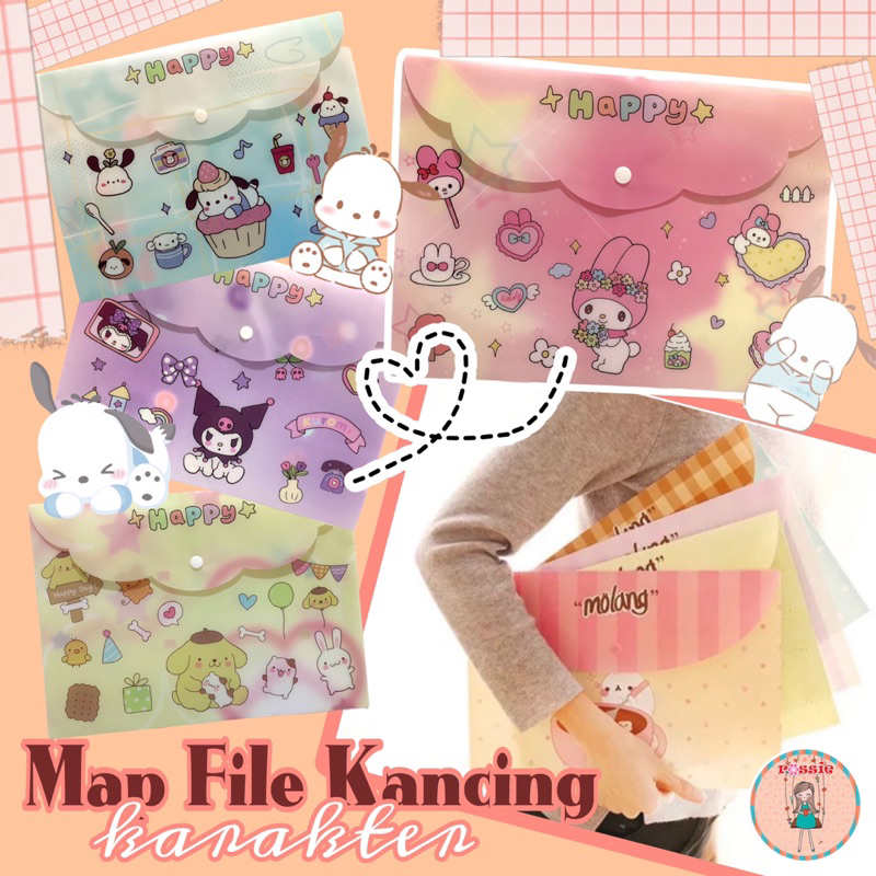 

Map kancing motif sanrio cute terbaru/Map File Dokumen Motif/Folder Bag A4/Map Kancing Document Sanrio/Map Serbaguna Pochaco Cinamonroll Melody Kuromi Pompompurin