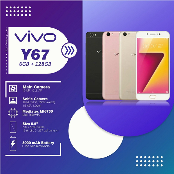 HP VIVO Y67 Ram 6/128GB Smartphone Murah Android 4G Garanasi Toko 1Tahun