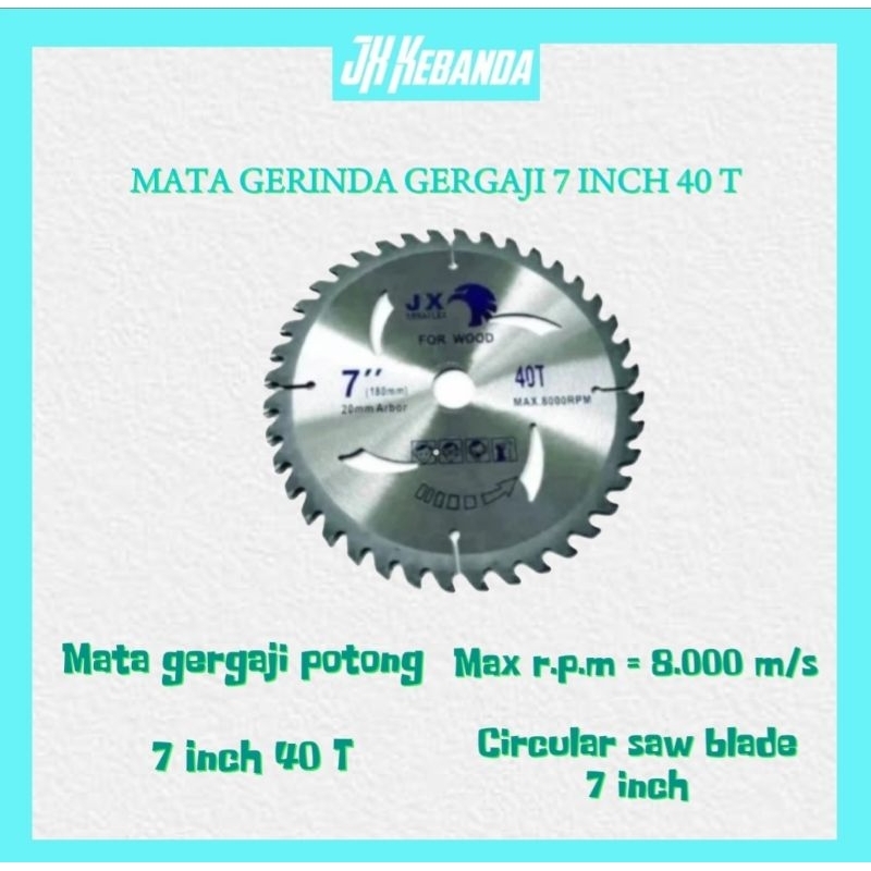 Mata Gerinda Gergaji Potong Kayu 7 Inch 40 T