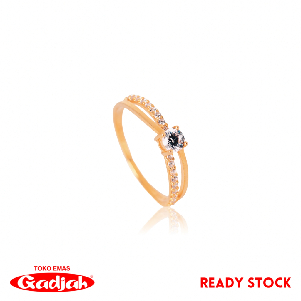 Cincin Emas Solitaire 2 Baris Setengah Mata - Toko Emas Gadjah