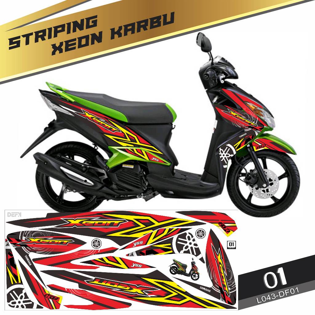 Stiker striping Decal Yamaha Xeon Karbu 2010-2013 Semifullbody Variasi DF01
