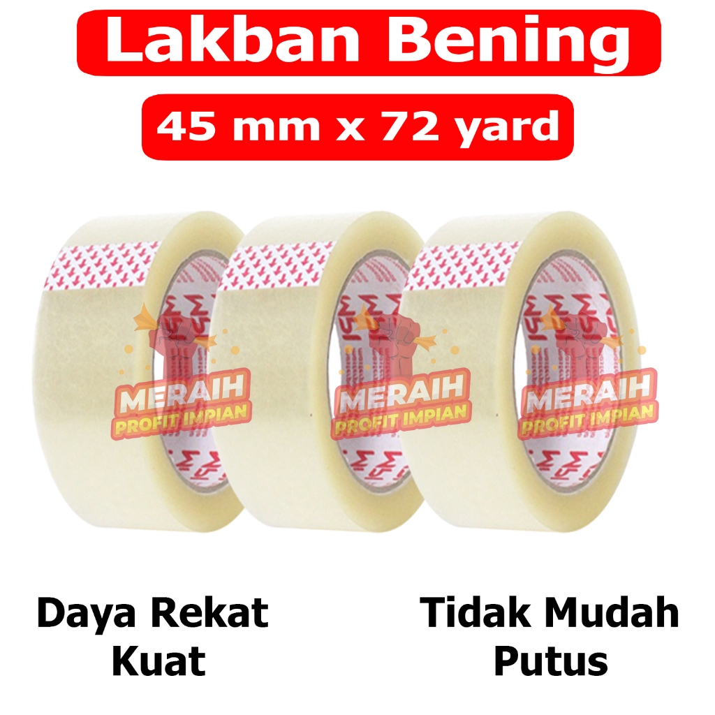 

3 Pcs - Lakban Bening 45mm x 72 Yard - Lakban Packing