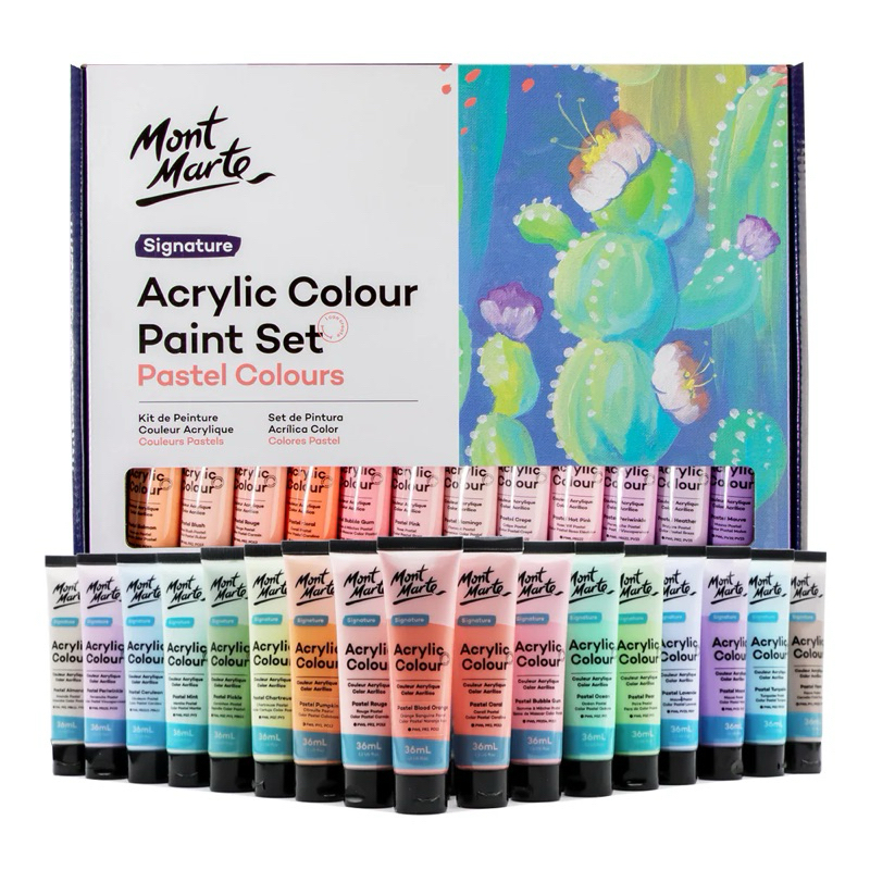 

mont marte acrylic colour paint signature set pastel 48 pc x 36ml