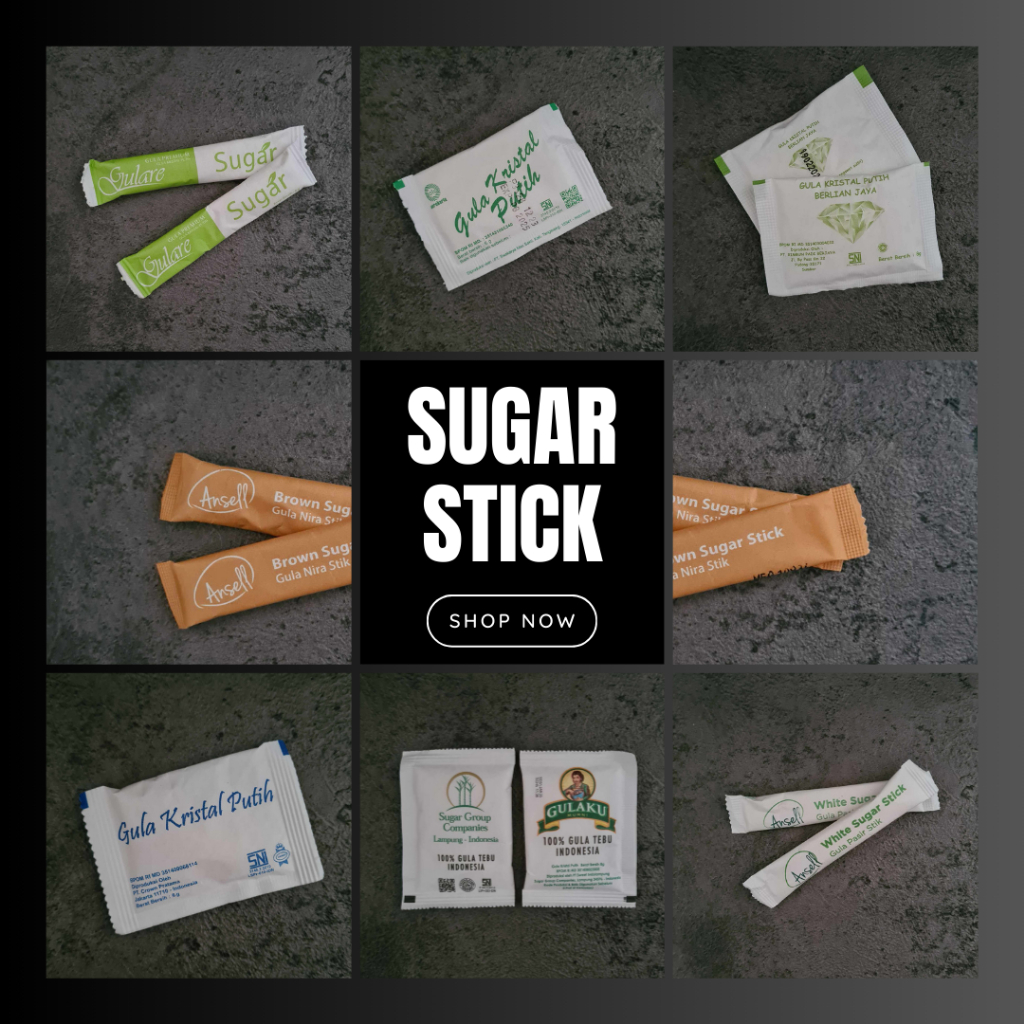 

Sugar Stick Ansell Brown Sugar | Ansell Gula Putih | Gulaku Gula Tebu Indonesia | Gulare Gula Premium | Gula Kristal Putih | Gula Kopi | Gula teh | Gula satuan