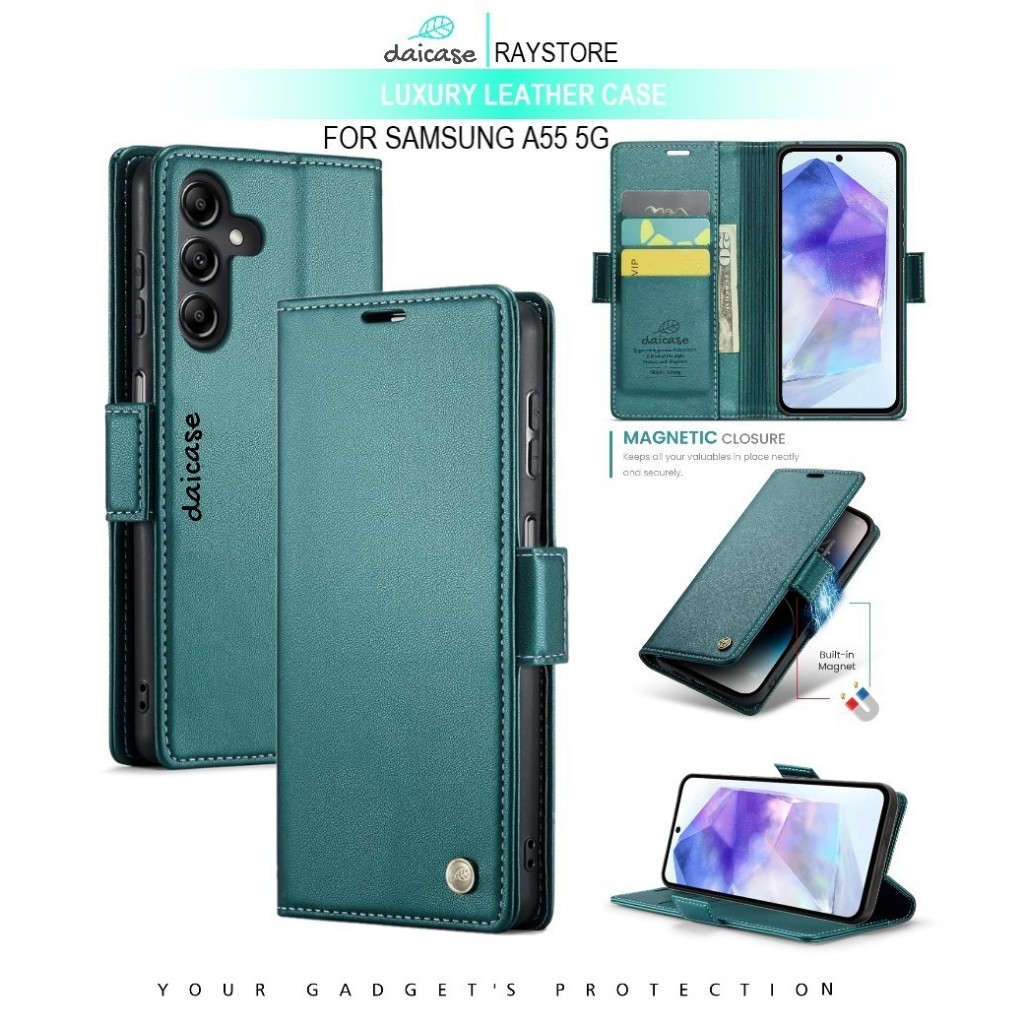 SAMSUNG A55 5G FLIP LEATHER CASE PREMIUM-FLIP WALLET CASE UNTUK SAMSUNG A55 5G