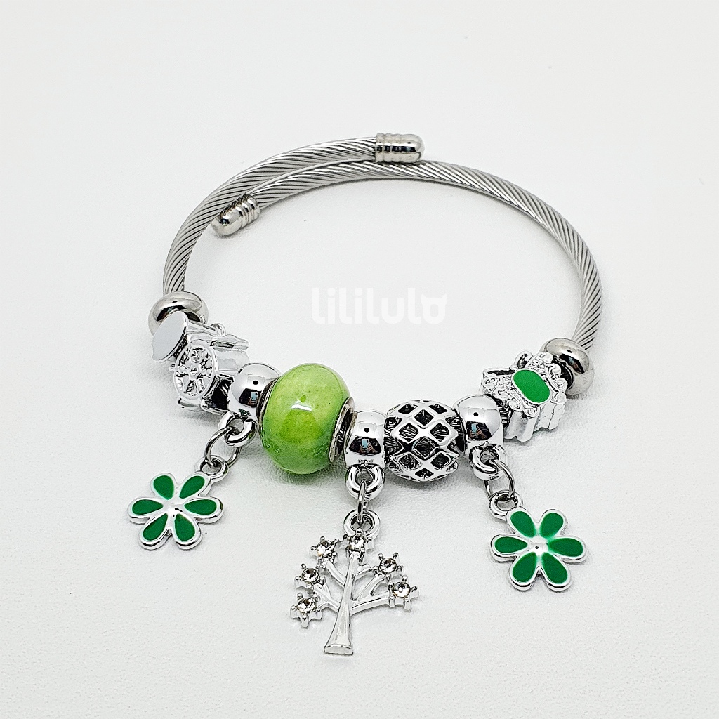 Gelang Bracelet Charms Silver Tree Flower Aksesories Model Pandora