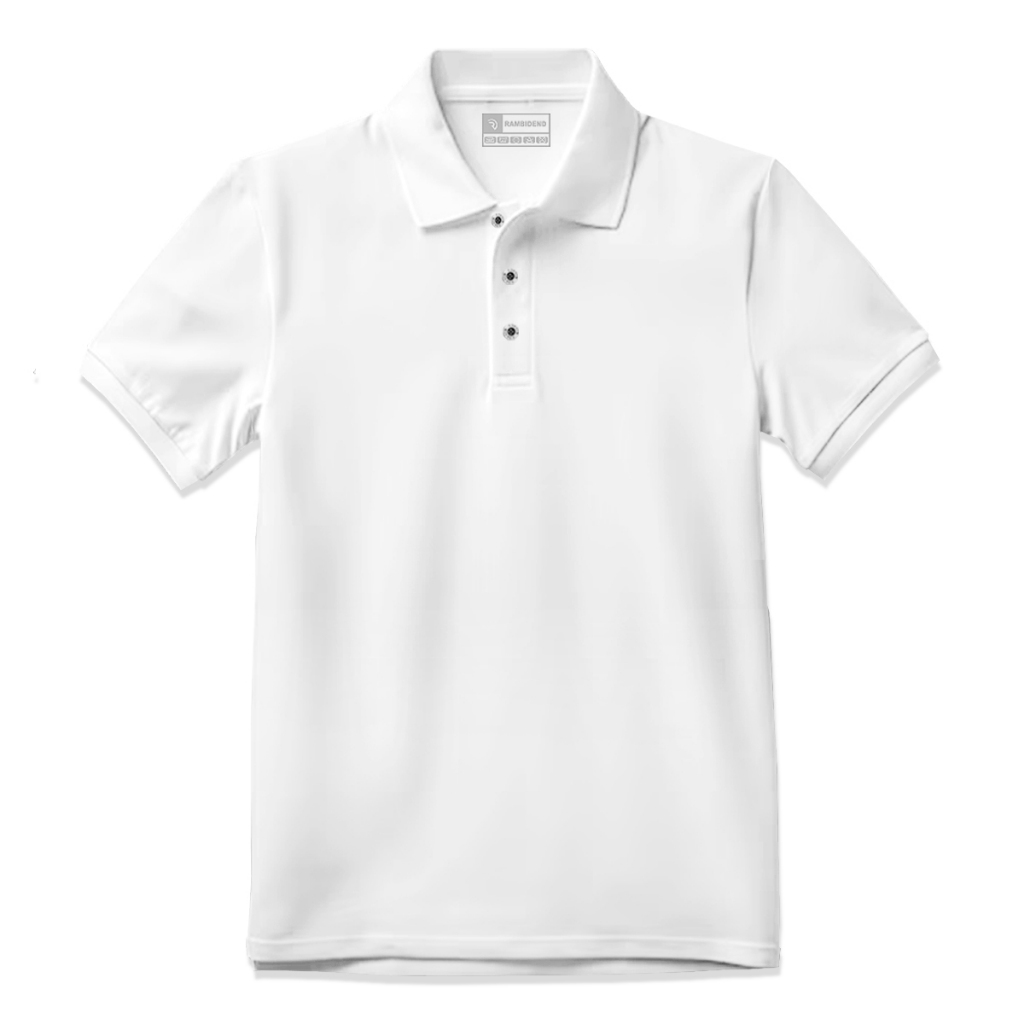 Rambidend Polo Shirt Kemeja Polo Polos Pria Wanita Unisex Bahan Lacos Pique Putih Shirt polos Terker