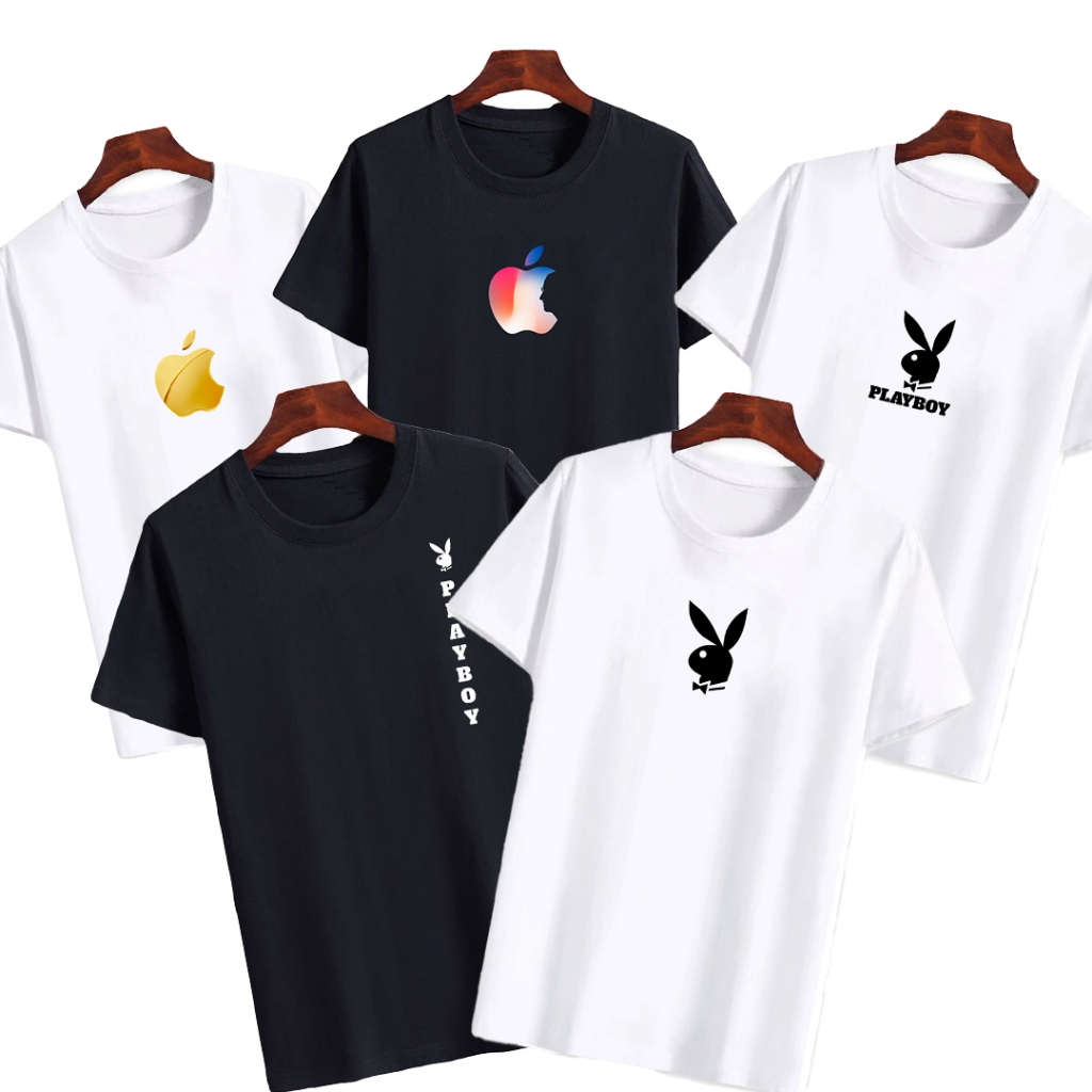 Kaos Apple Abstrak Pria Wanita Unsiex Korean Style Tshirt Distro Hitam Putih Lengan Pendek UA701-710