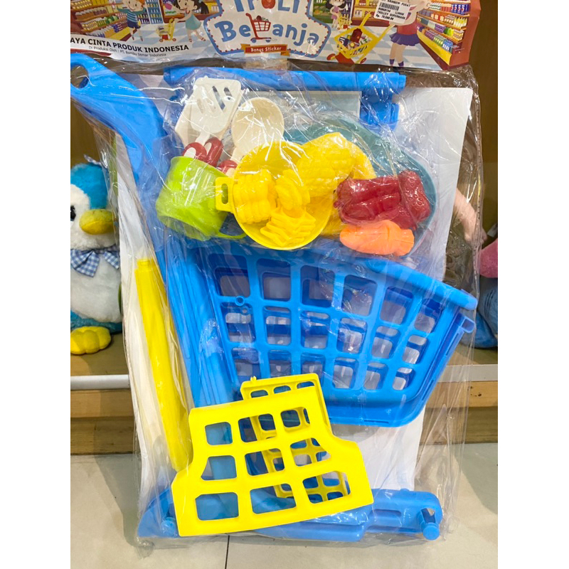 Mainan anak perempuan cewek troli trolley troli troley belanja Troly Troley Supermarket dorongan bel