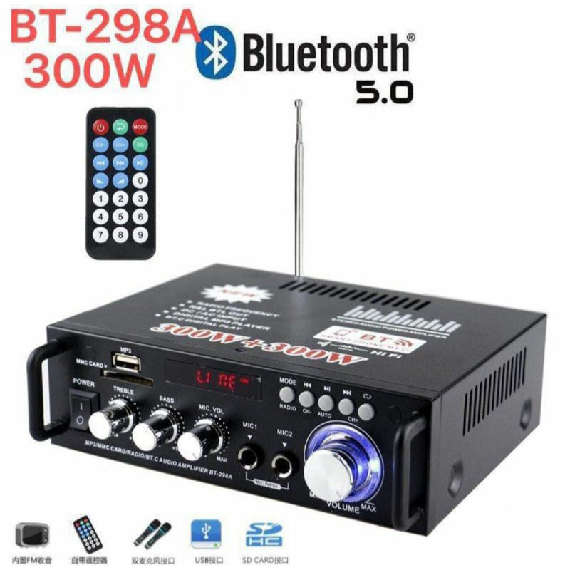 AMPLIFIER MINI EQ AUDIO AMPLIFIER FM RADIO BT-298A BLUETOOTH